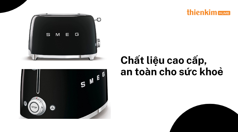 Chất liệu cao cấp an toàn cho sức khoẻ Máy nướng bánh mì SMEG TSF01BLEU 535.43.660